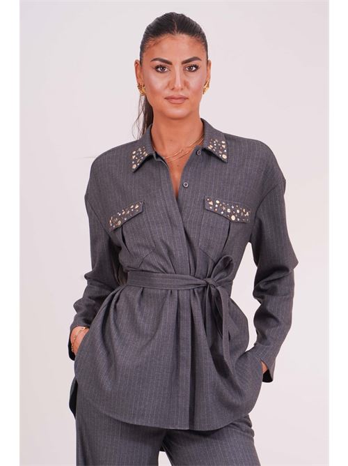 Camicia over con cintura Luckylu Milano | GI47PNGREY